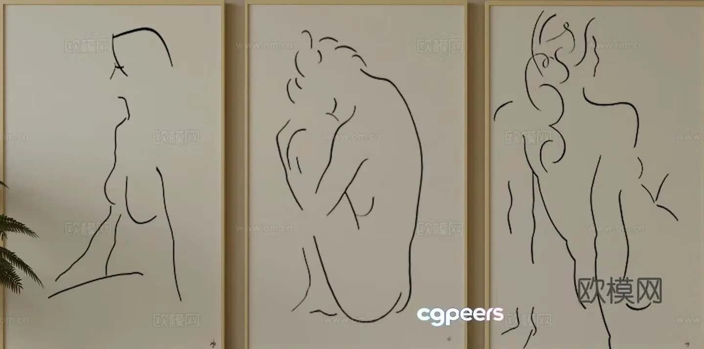 Modern decorative painting simple painting hanging painting 3d model