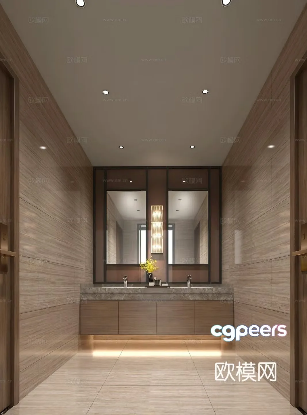 Modern public restroom 3d model