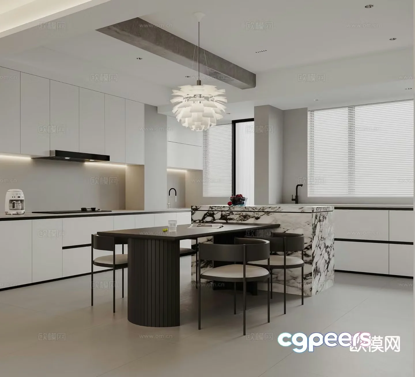 Modern island restaurant 3d model