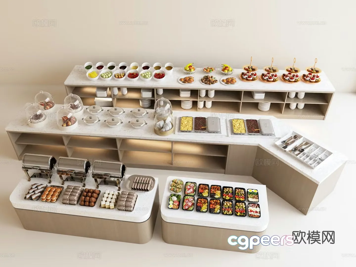 Self-service work table self-service condiment table dining table 3D model