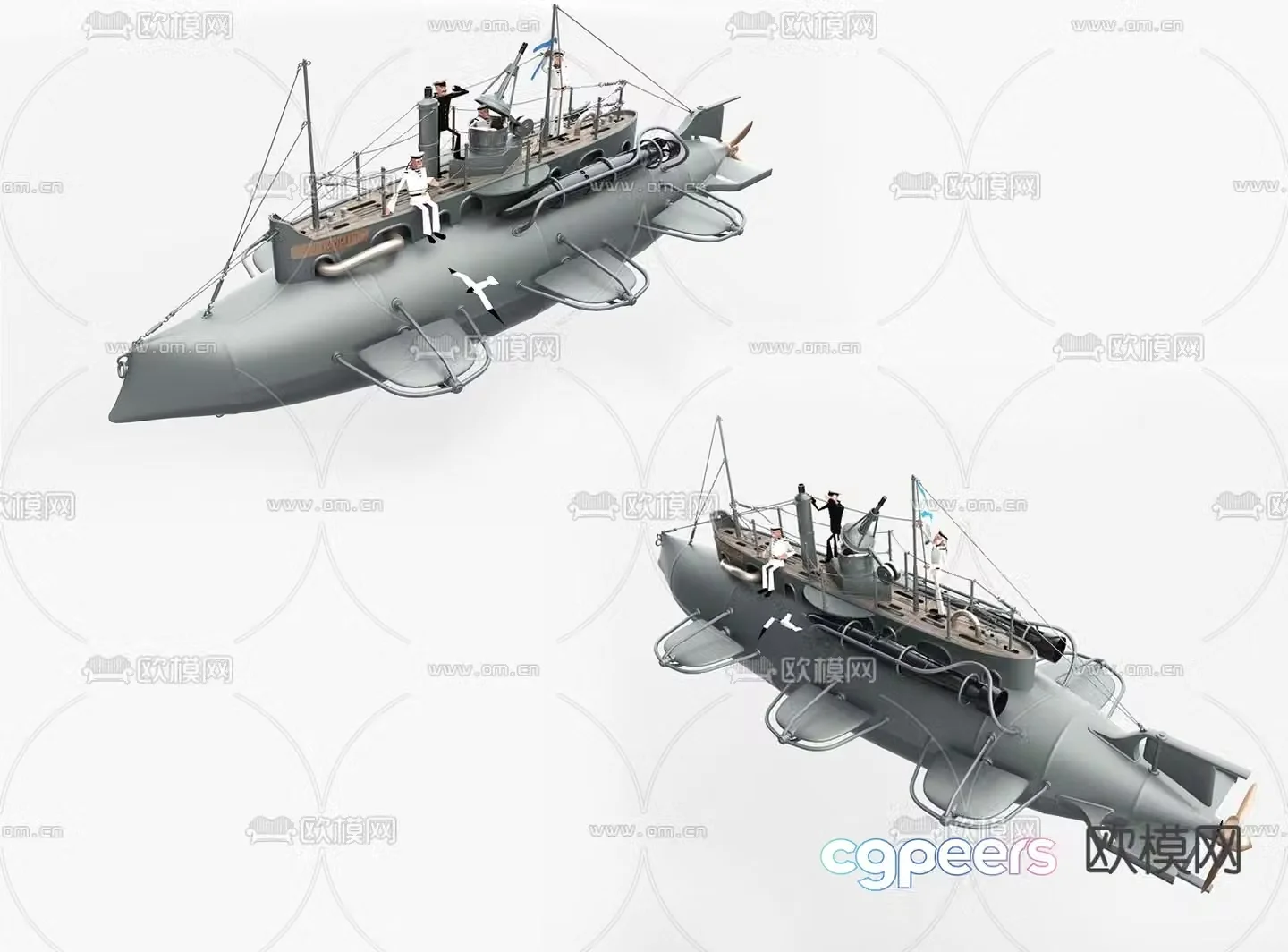 Modern warship submarine toy 3d model