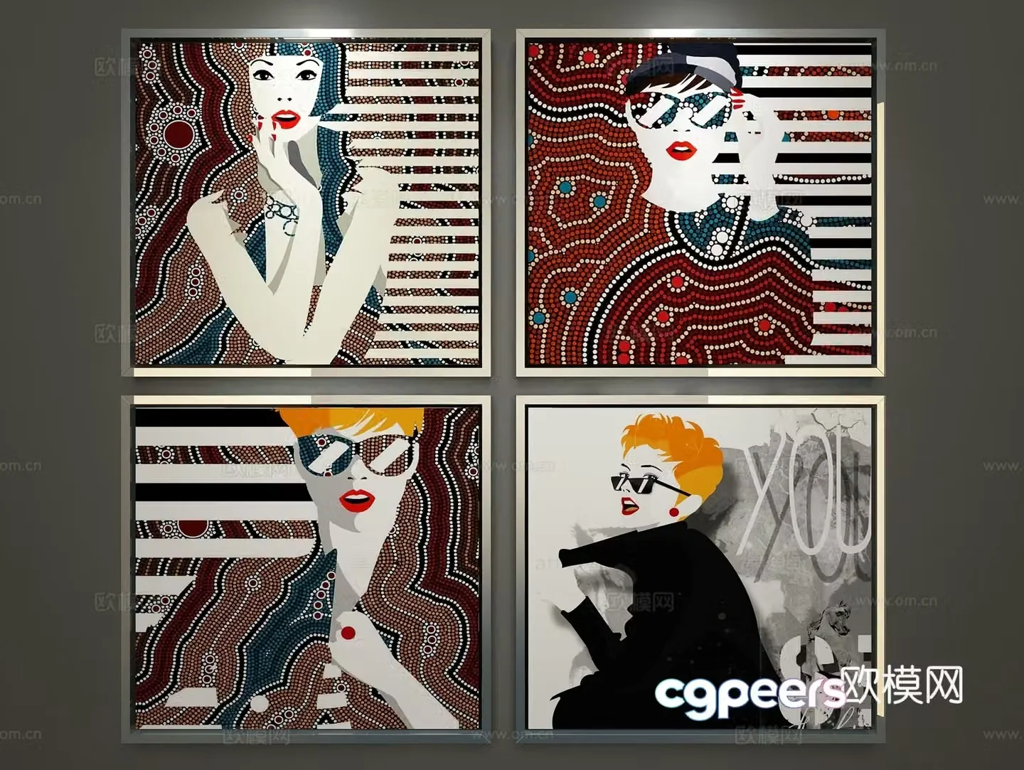Modern minimalist decorative painting 3d model