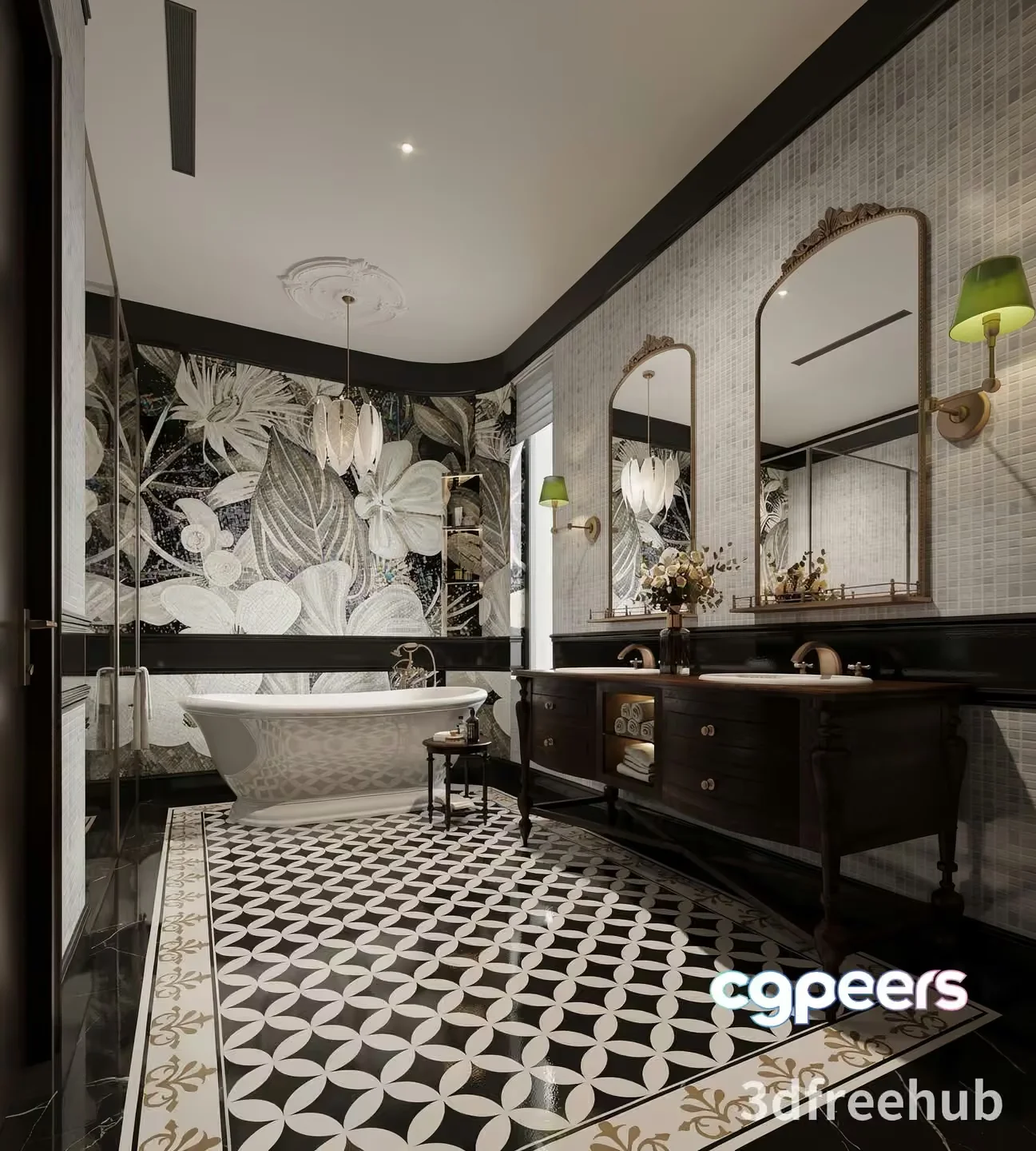 A Modern Bathroom 3D Model – 23626 – VRAY Render