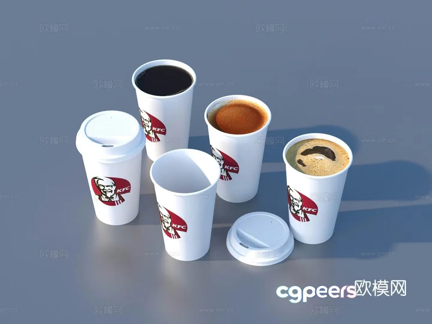 Paper cup coffee cola milk tea drink 3d model