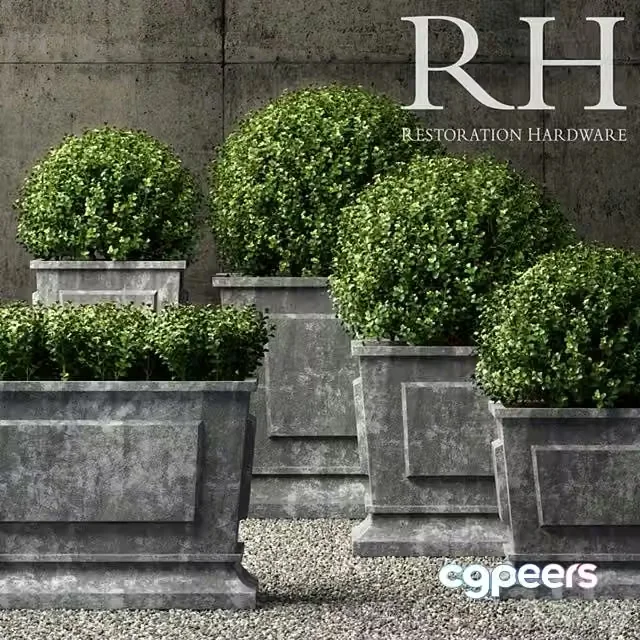 3ds Max Free – Restoration Hardware estate zinc paneled planters