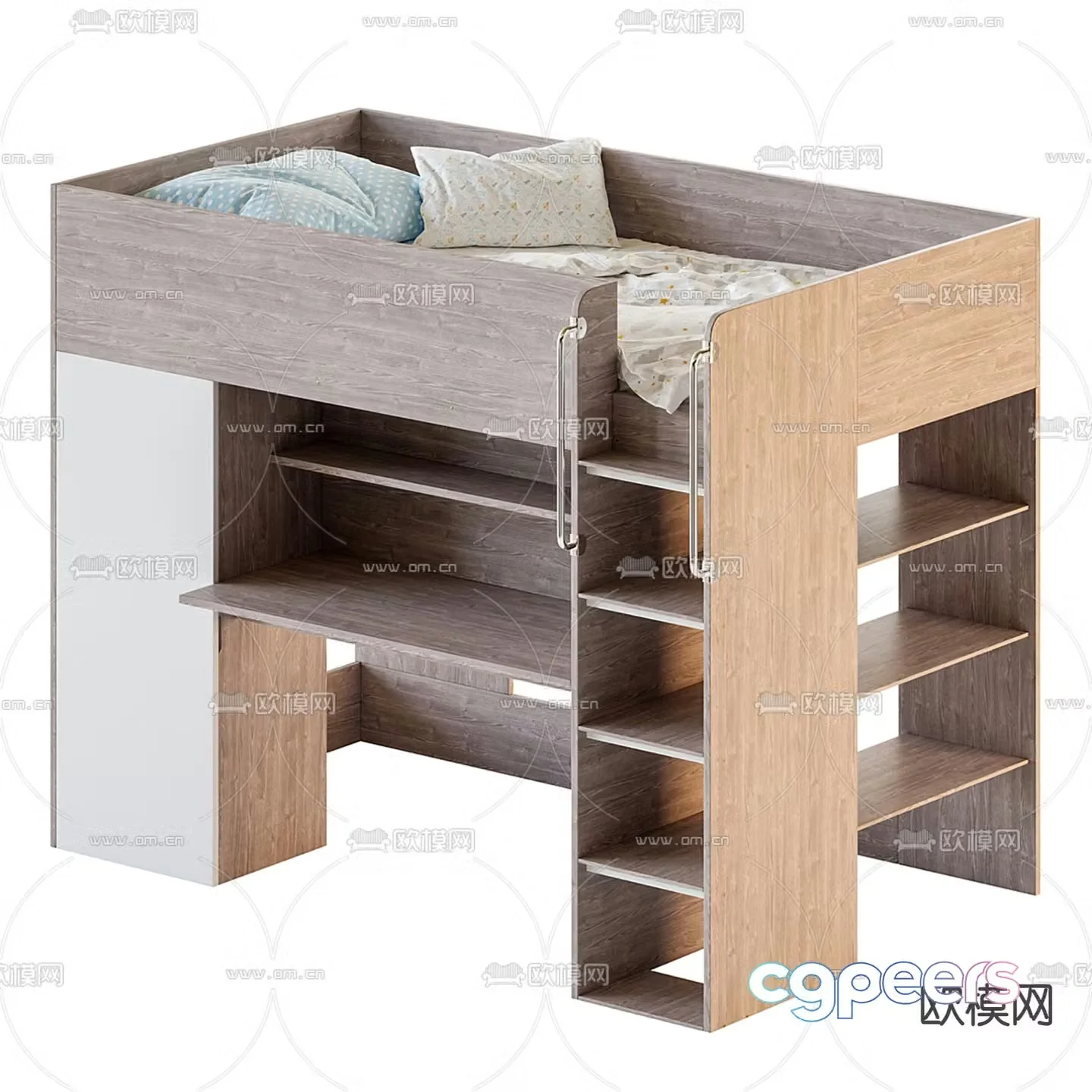 Children’s bed bunk bed high and low bed 3d model