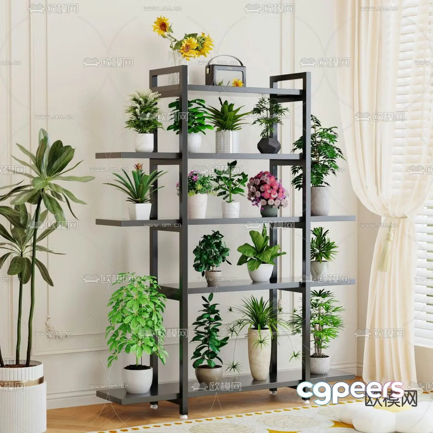 Modern flower rack storage rack 3d model