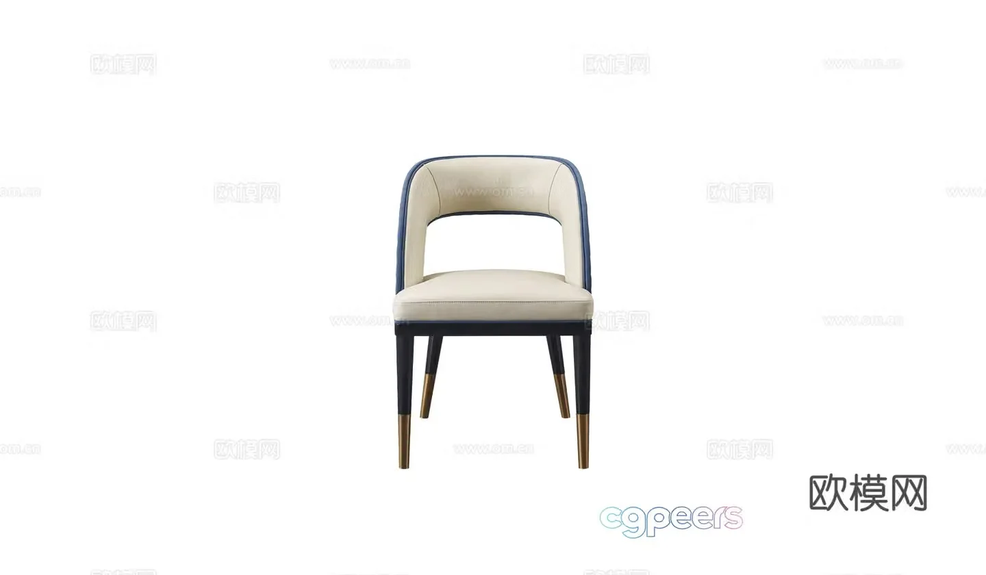 Light luxury European style dining chair 3d model