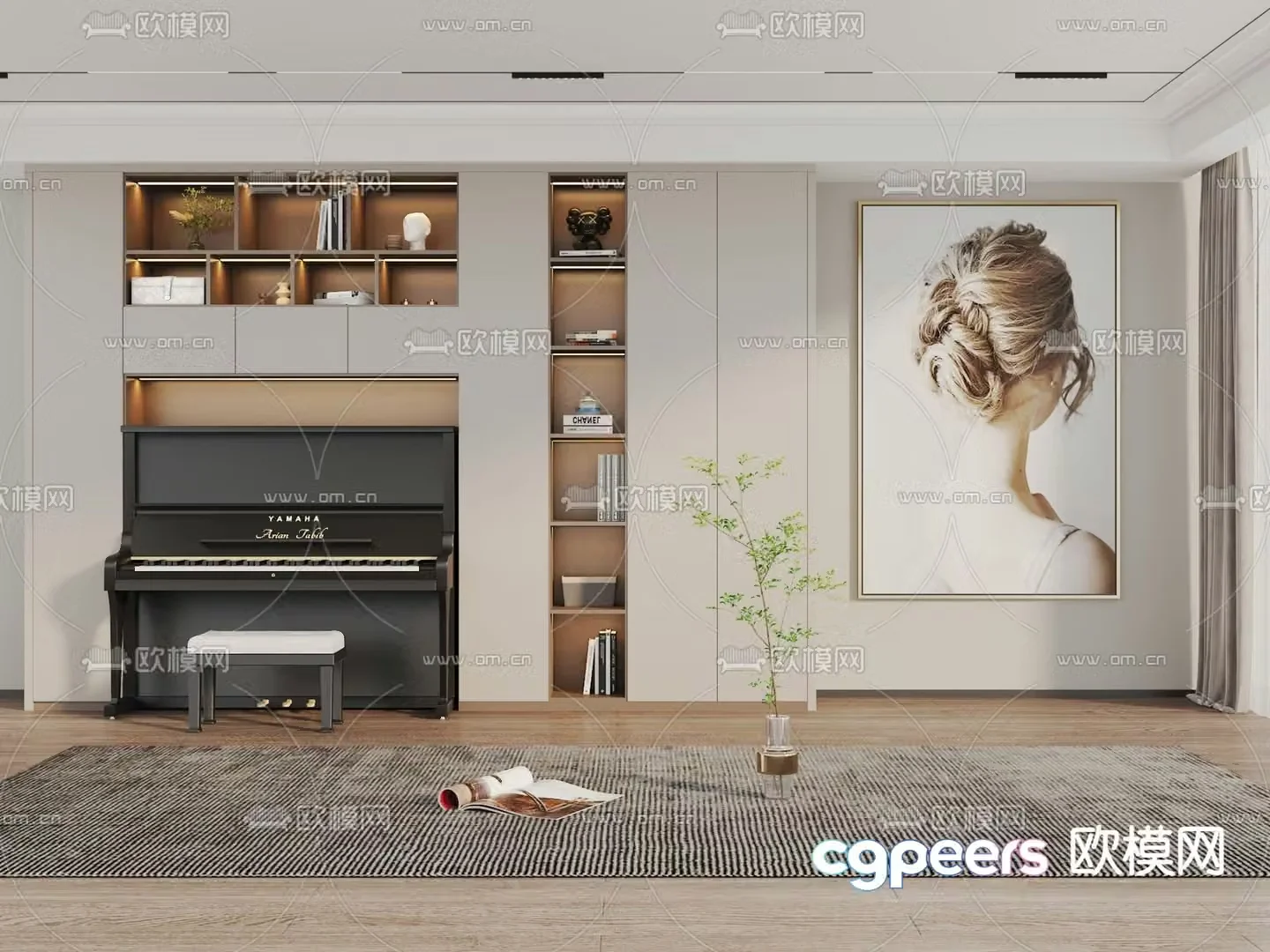 Modern decorative cabinet piano cabinet storage cabinet 3d model