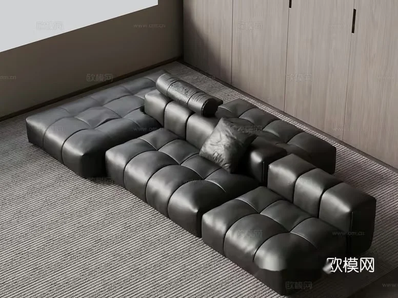A Modern Leather Couch 3D Model – 17942 – VRAY Render