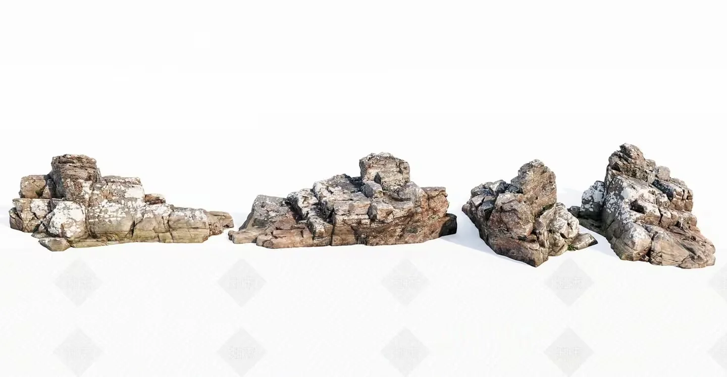 Three Large Rocks 3D Model – 16377 – VRAY Render