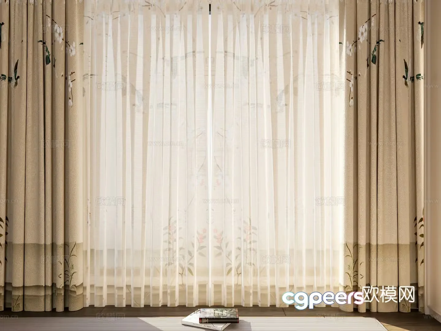 New Chinese curtains screen windows screen curtains 3D model
