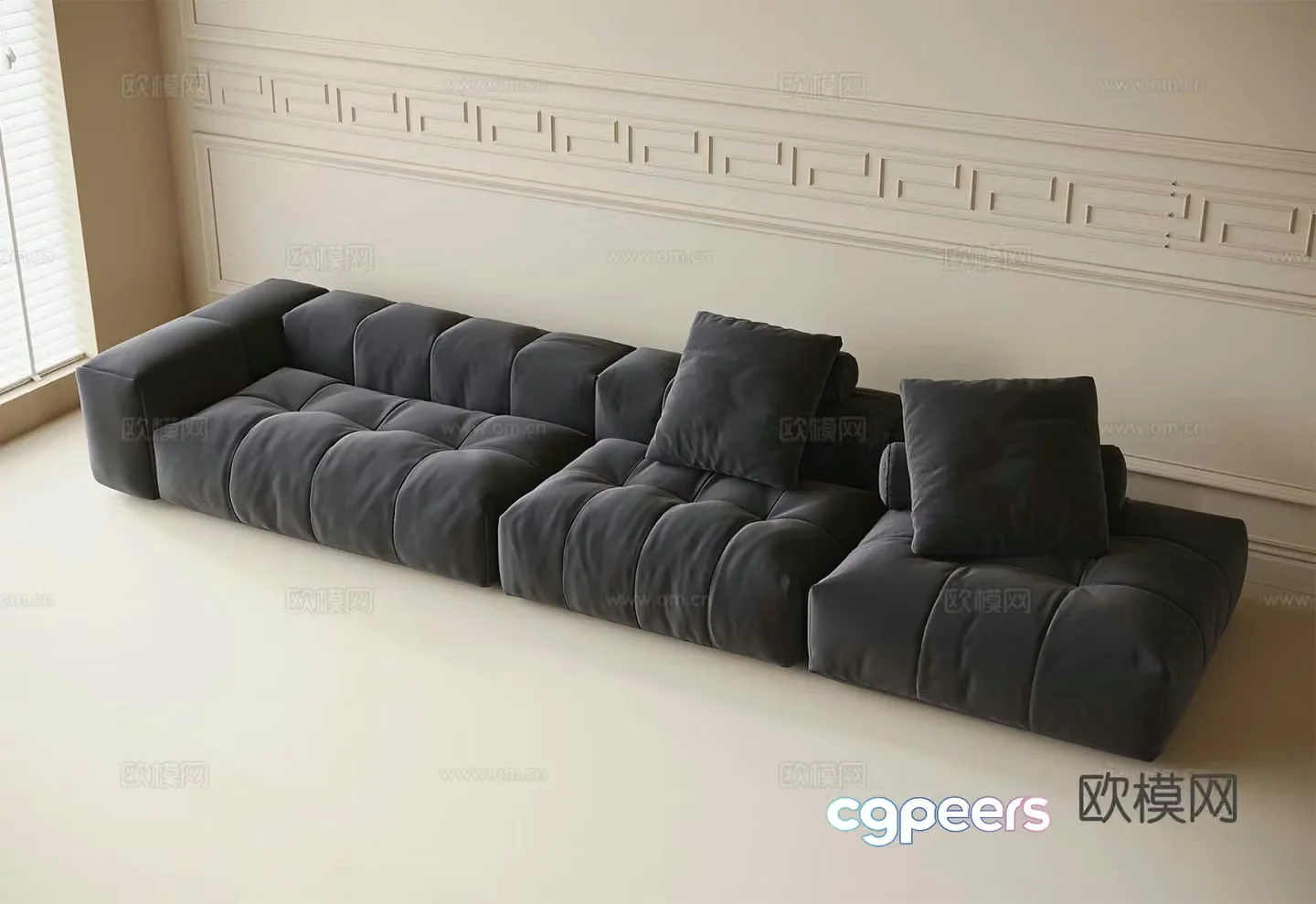 Three seater sofa upholstered sofa 3d model