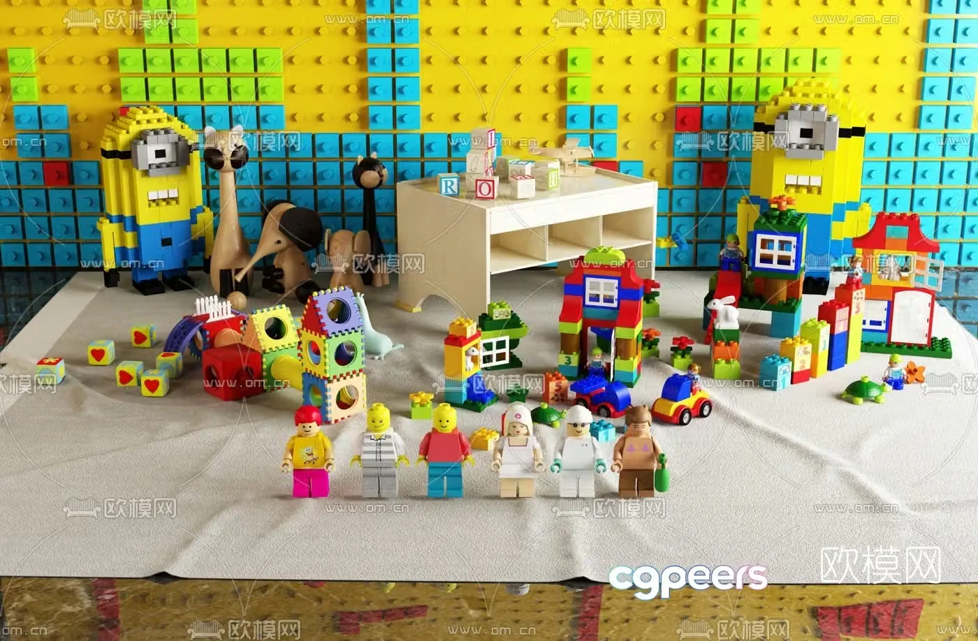 Modern building block toys 3d model