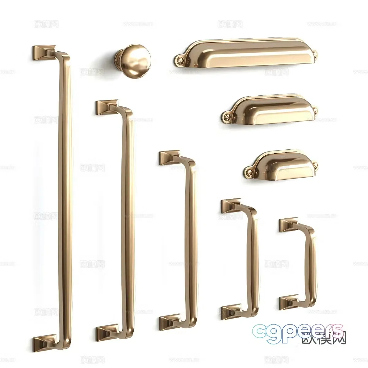 American light luxury Vernon Collection furniture handle 3D model