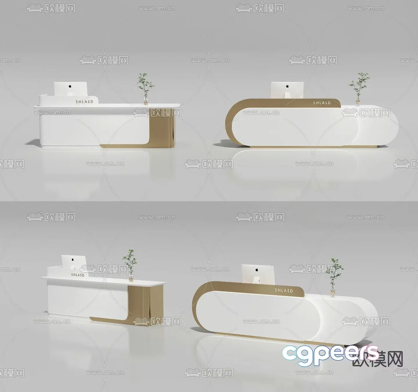 Modern front desk reception desk service desk 3d model