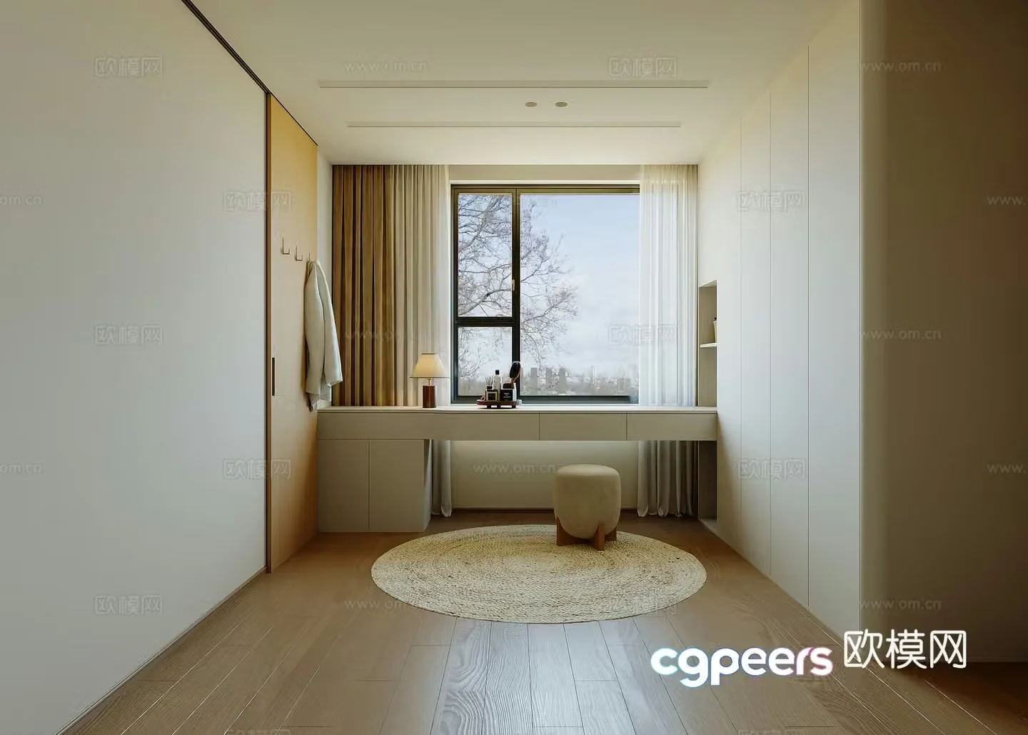Japanese style log cloakroom Nordic home cloakroom Master bedroom cloakroom Open cloakroom 3D model