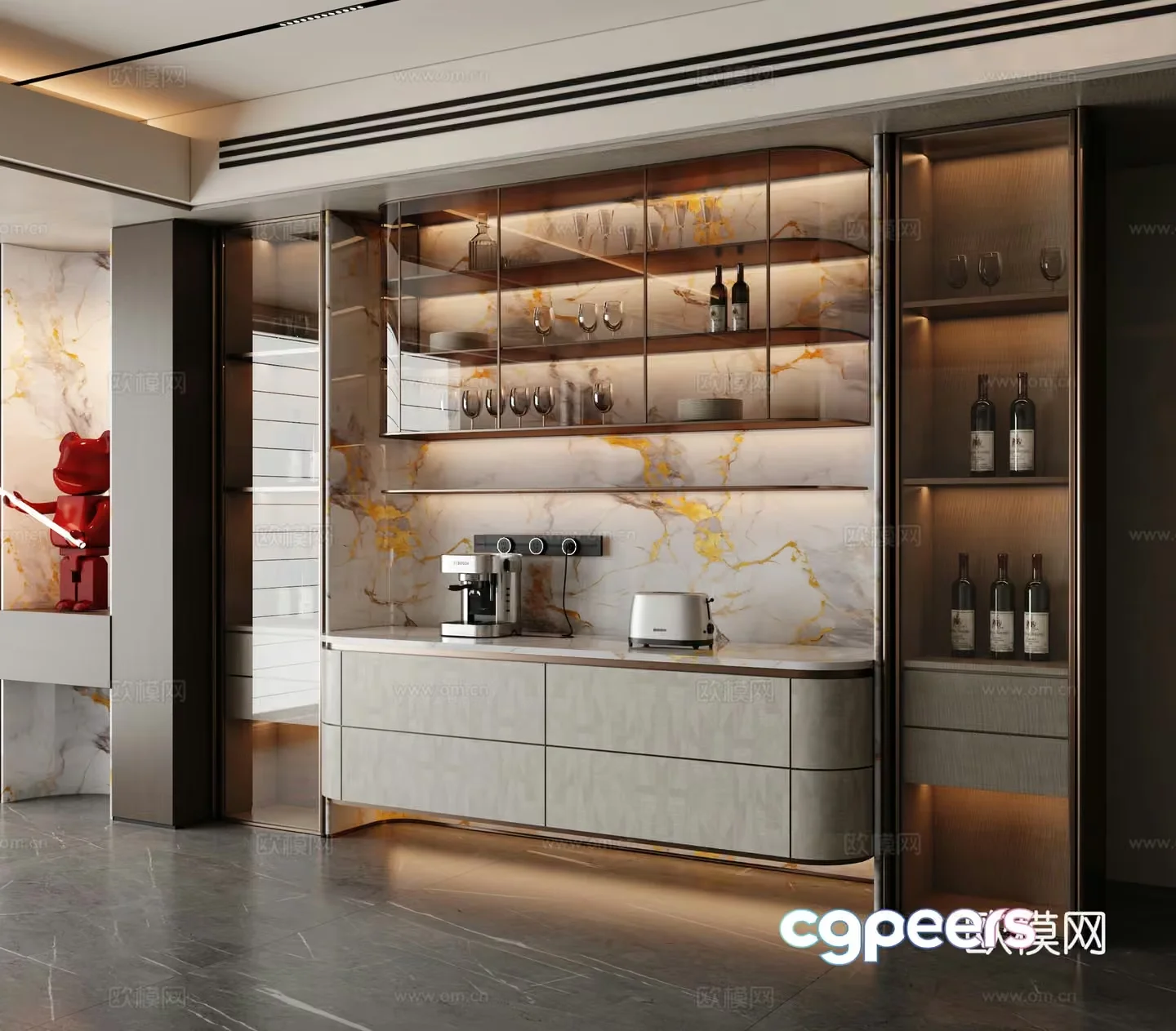 Modern Kitchen Design 3D Model – 8291 – VRAY Render