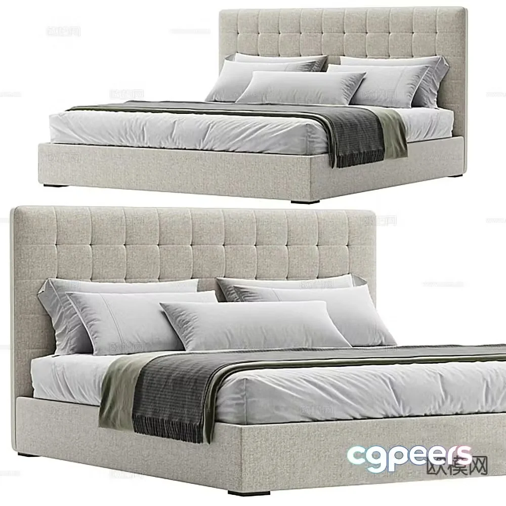 Modern double bed 3d model