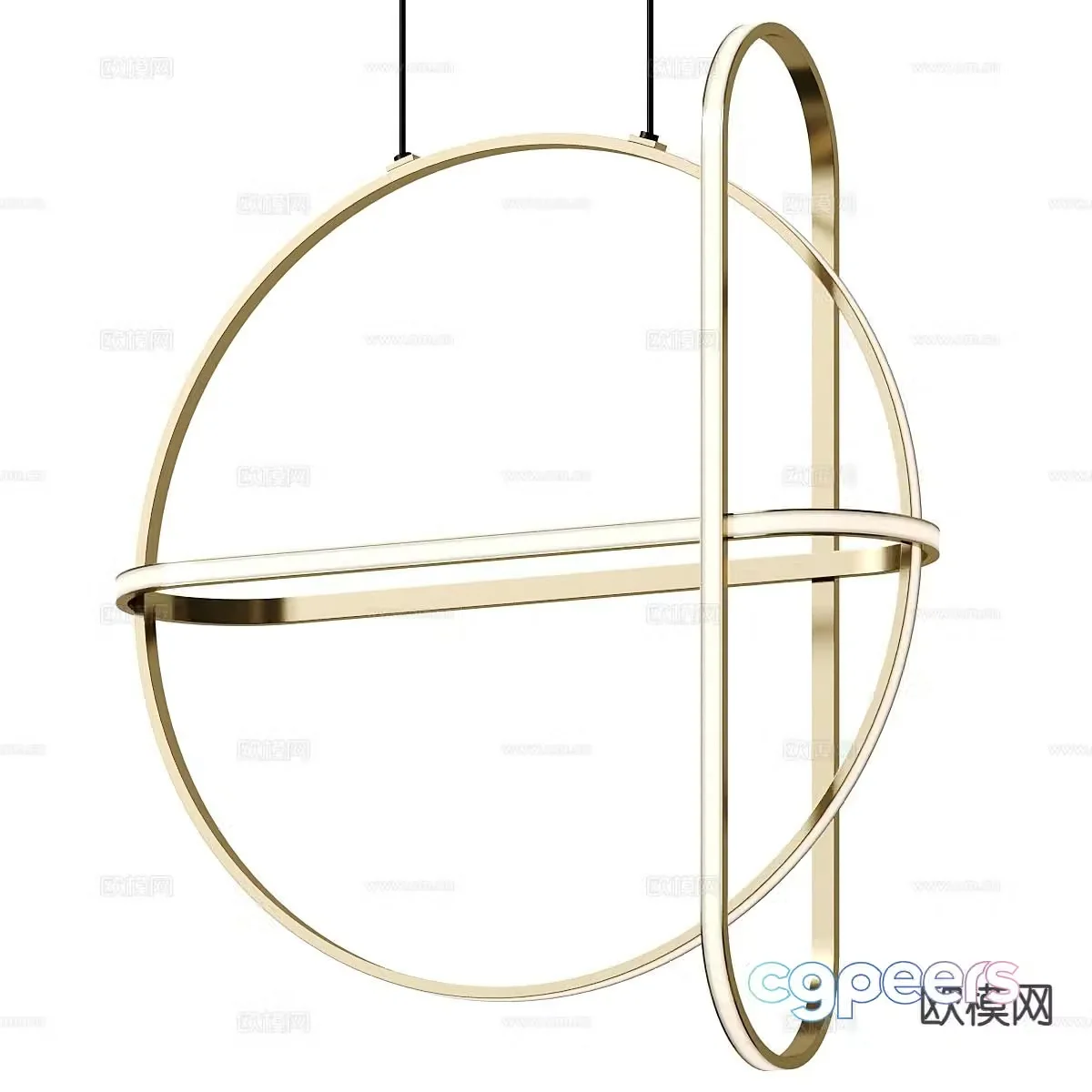 Light luxury ring chandelier 3D model