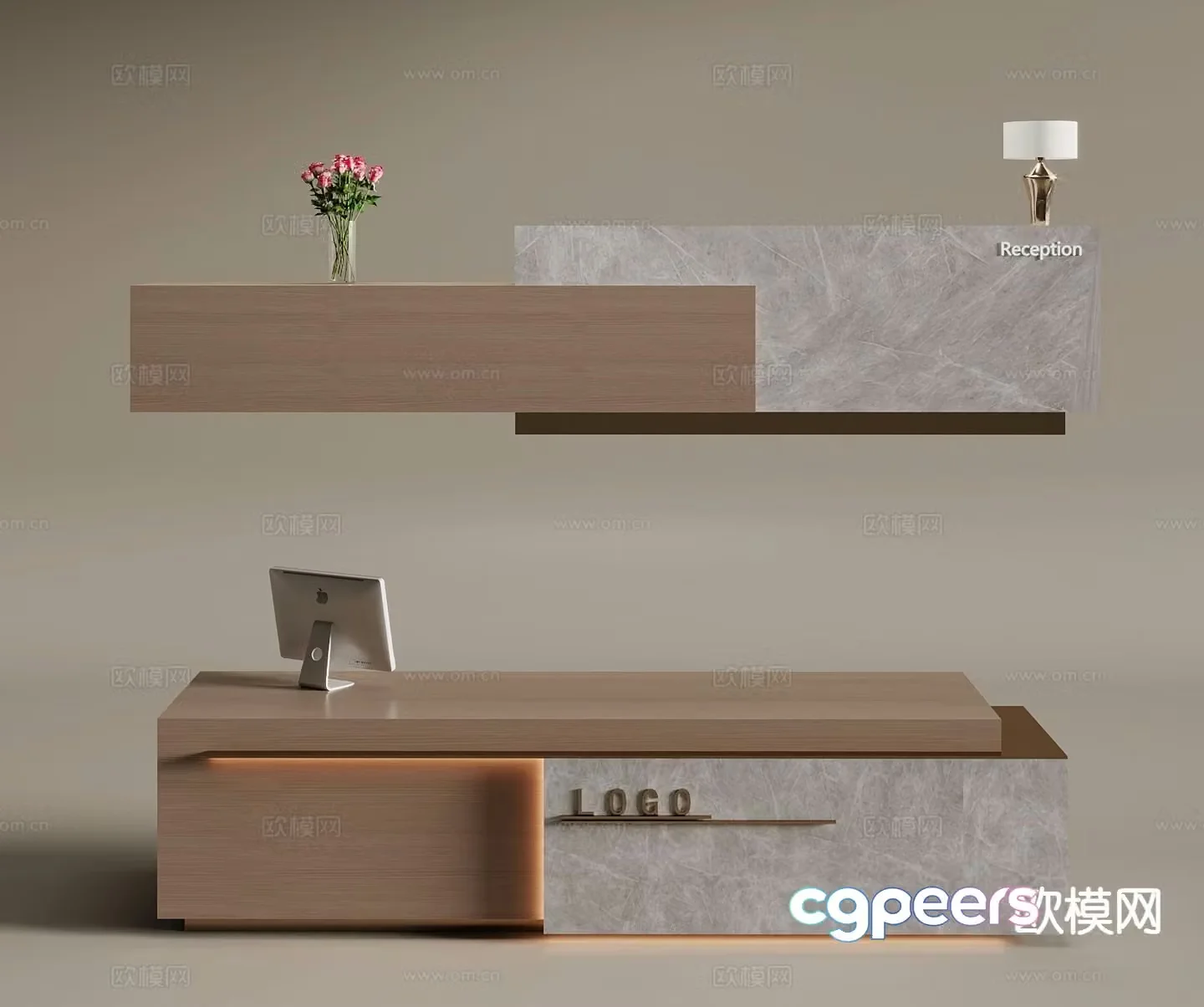 Modern front desk reception desk service desk 3d model