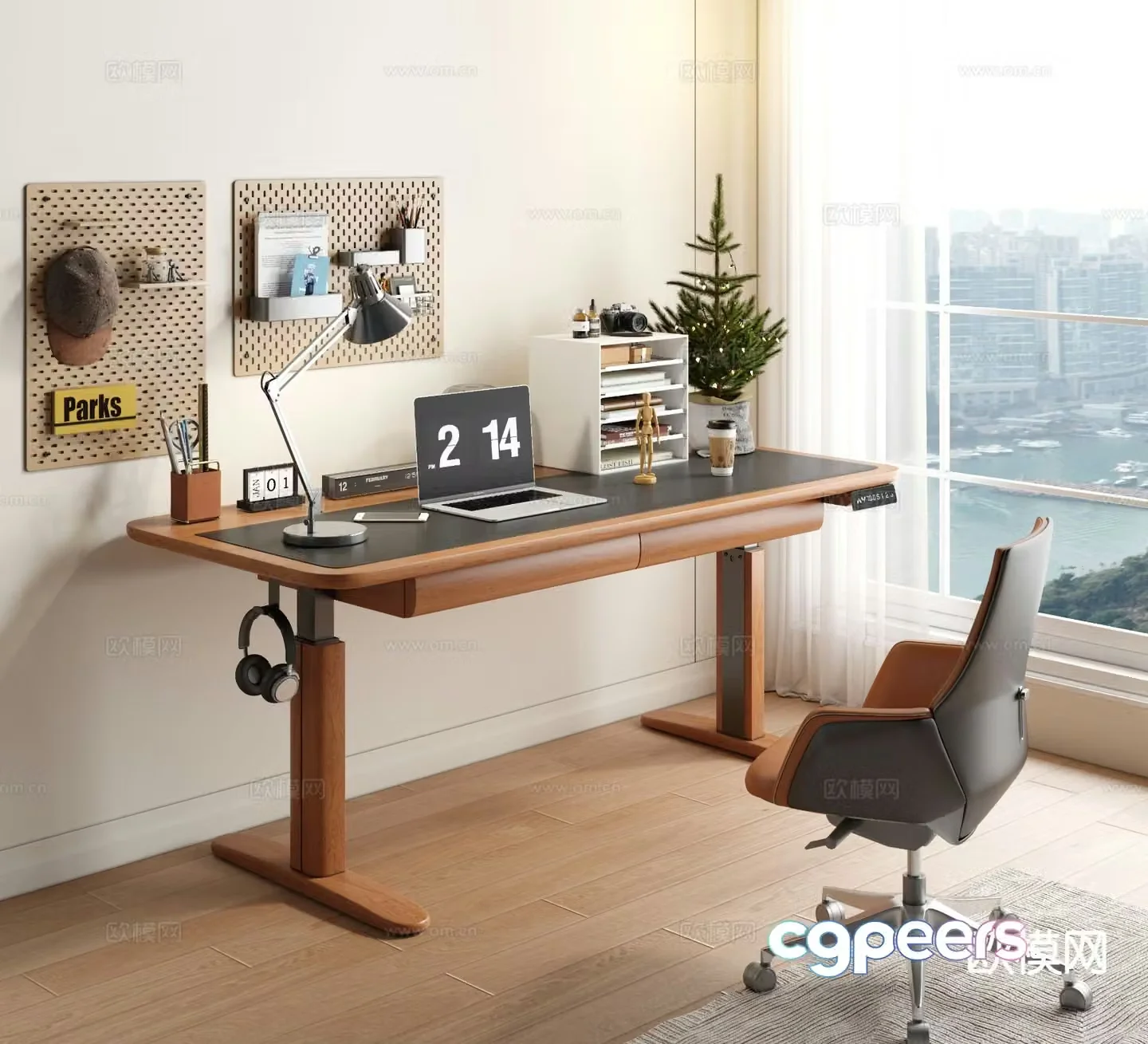 Modern desk desk computer desk 3d model