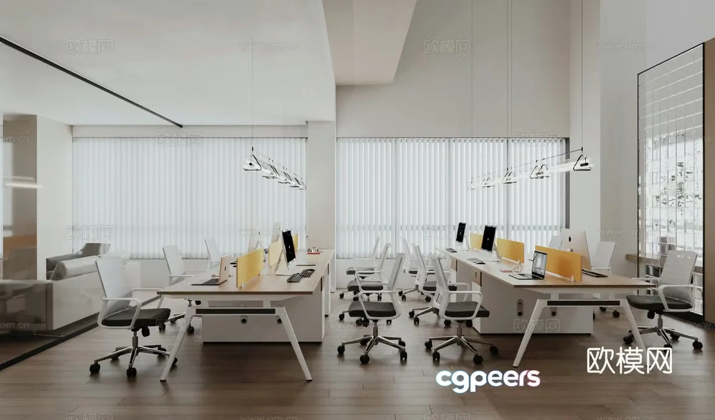 Modern office Public office area Worker area 3D model