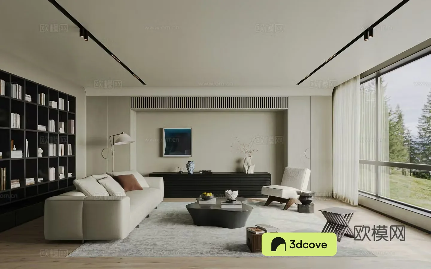 Modern Bulgari style living room without lights sofa coffee table combination leather sofa coffee table