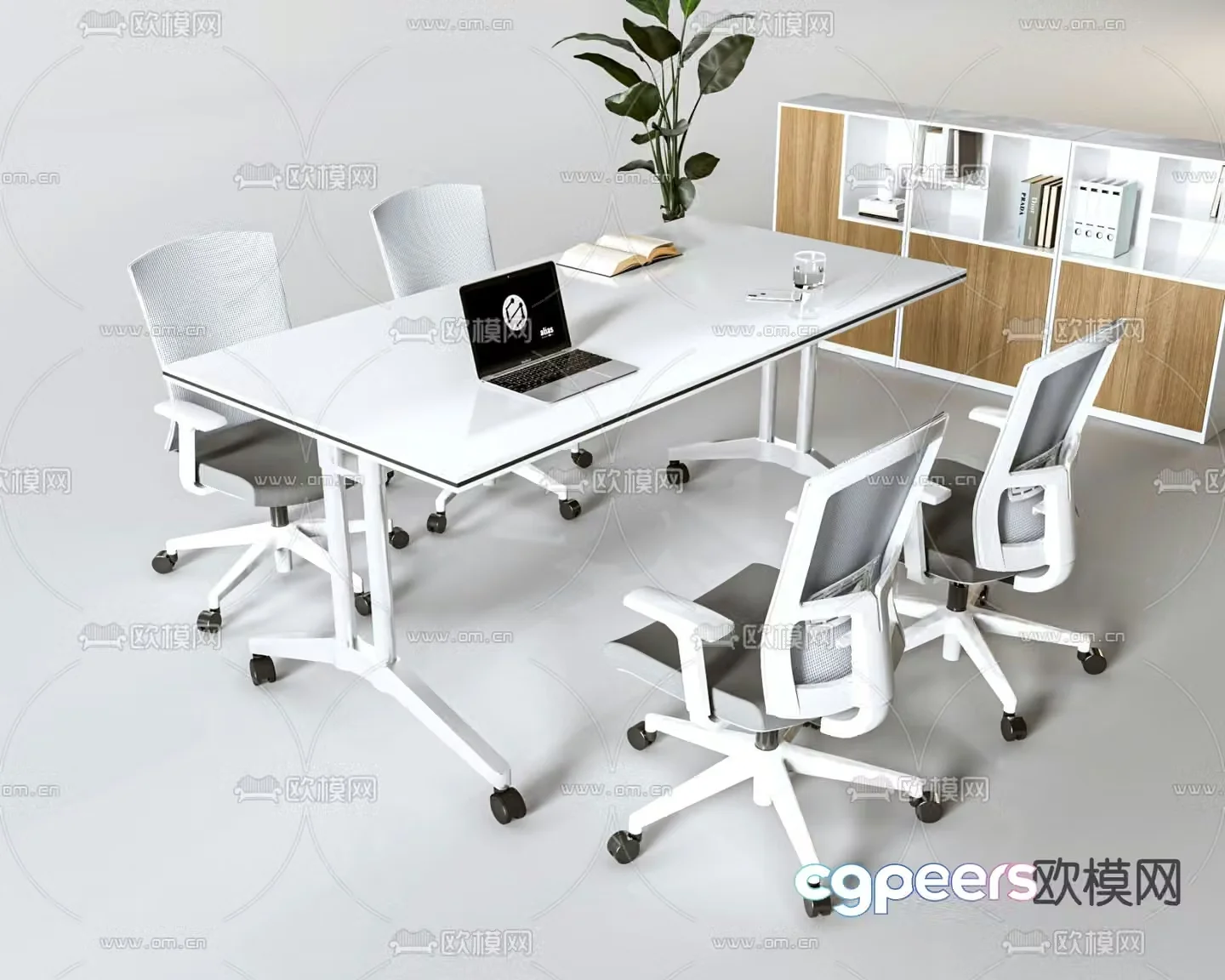 Modern conference table and chairs 3d model