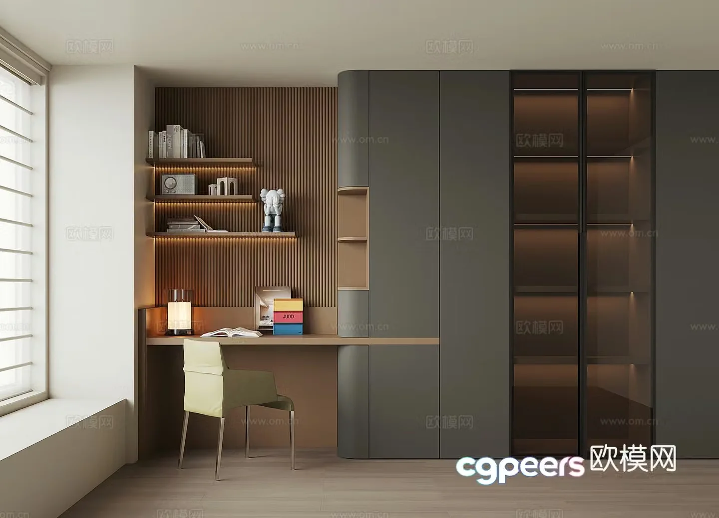 Modern desk integrated cabinet 3d model