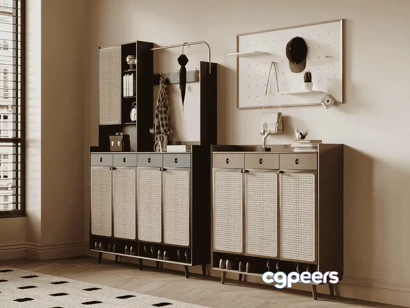Mid-Century Modern Cabinets 3D Model – 14609 – VRAY Render