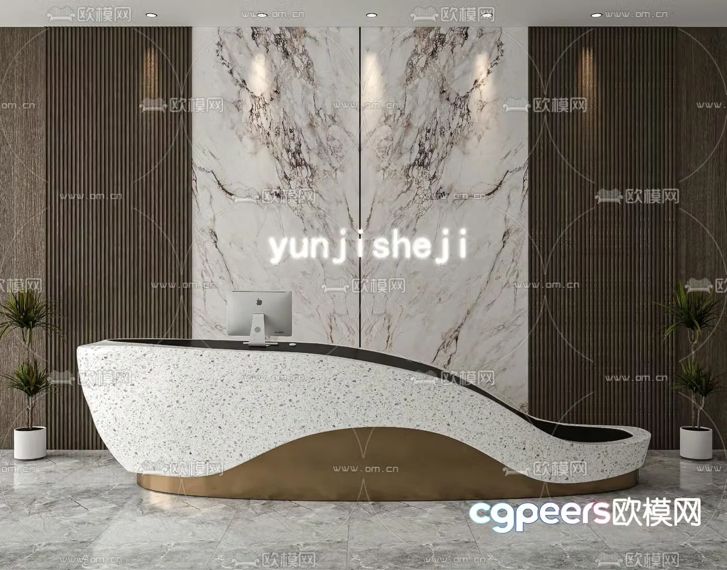 Front desk reception desk welcome desk 3d model
