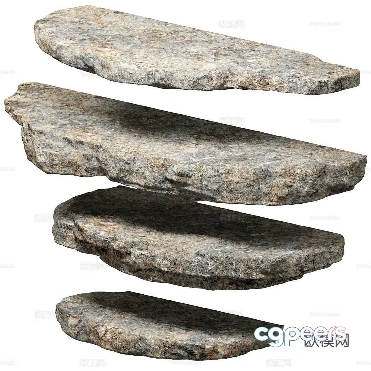 Stone Inlaid Stone Slate Rock Stone Shelf 3D Model