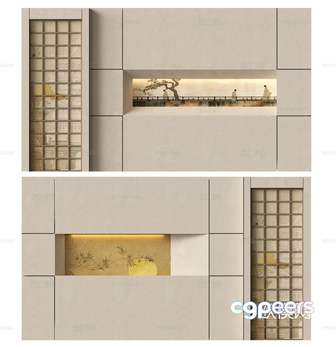 New Chinese style decorative entrance 3D model