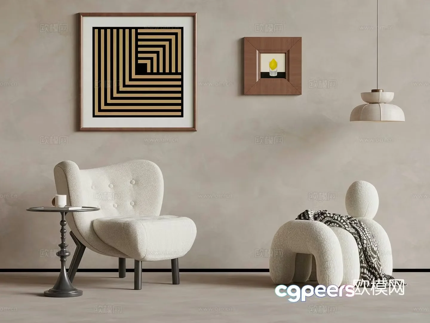 French retro leisure chair chair 3d model