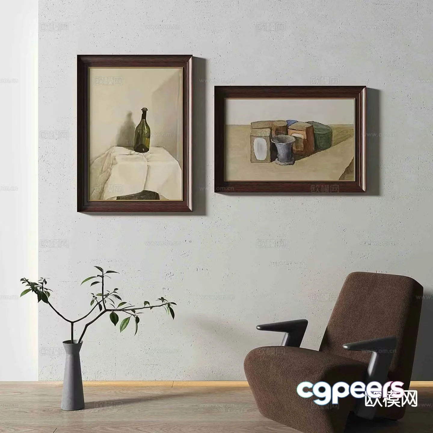 Simple European retro painting decorative painting oil painting 3d model
