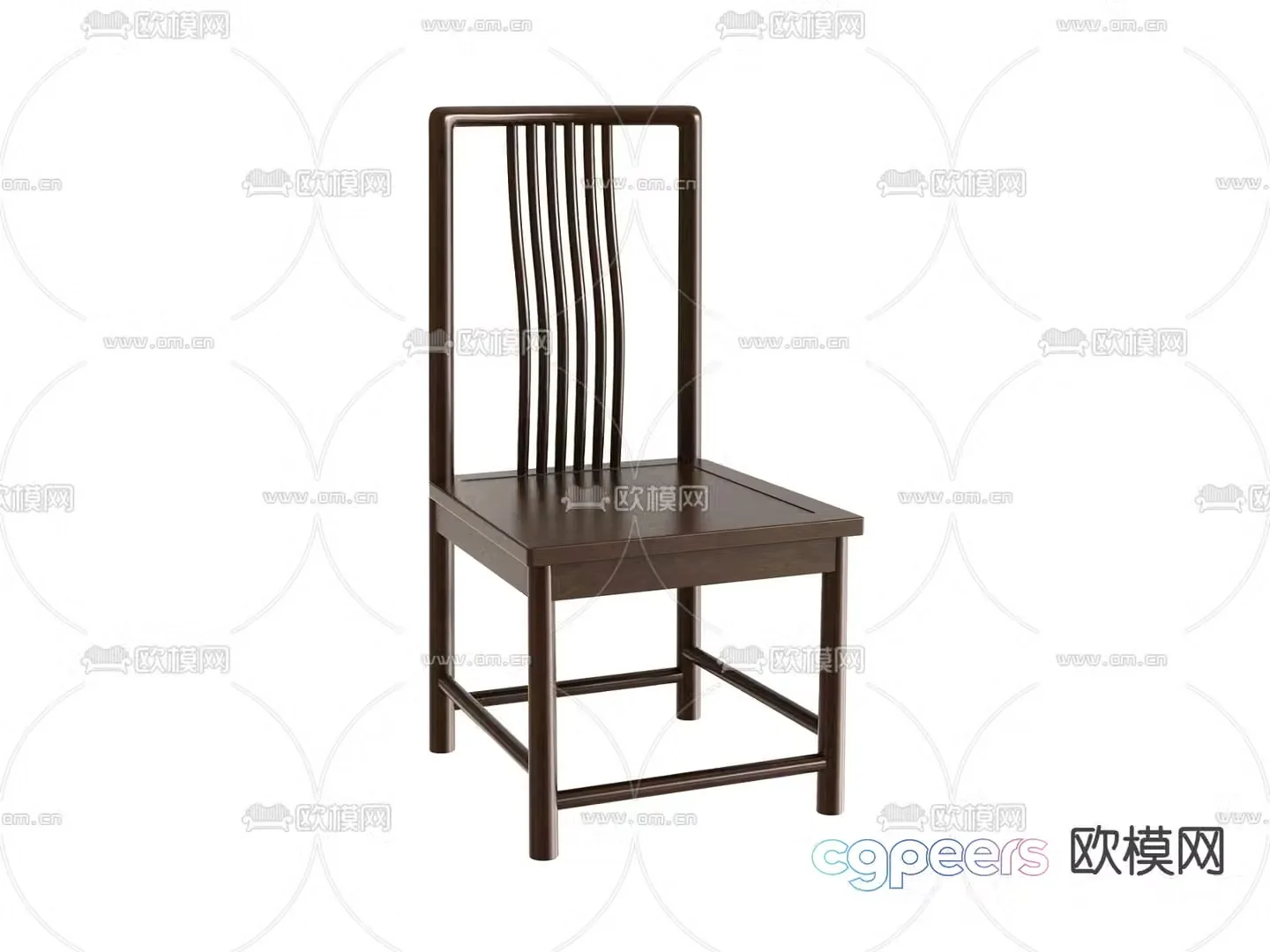 New Chinese style single chair wooden chair dining chair 3d model