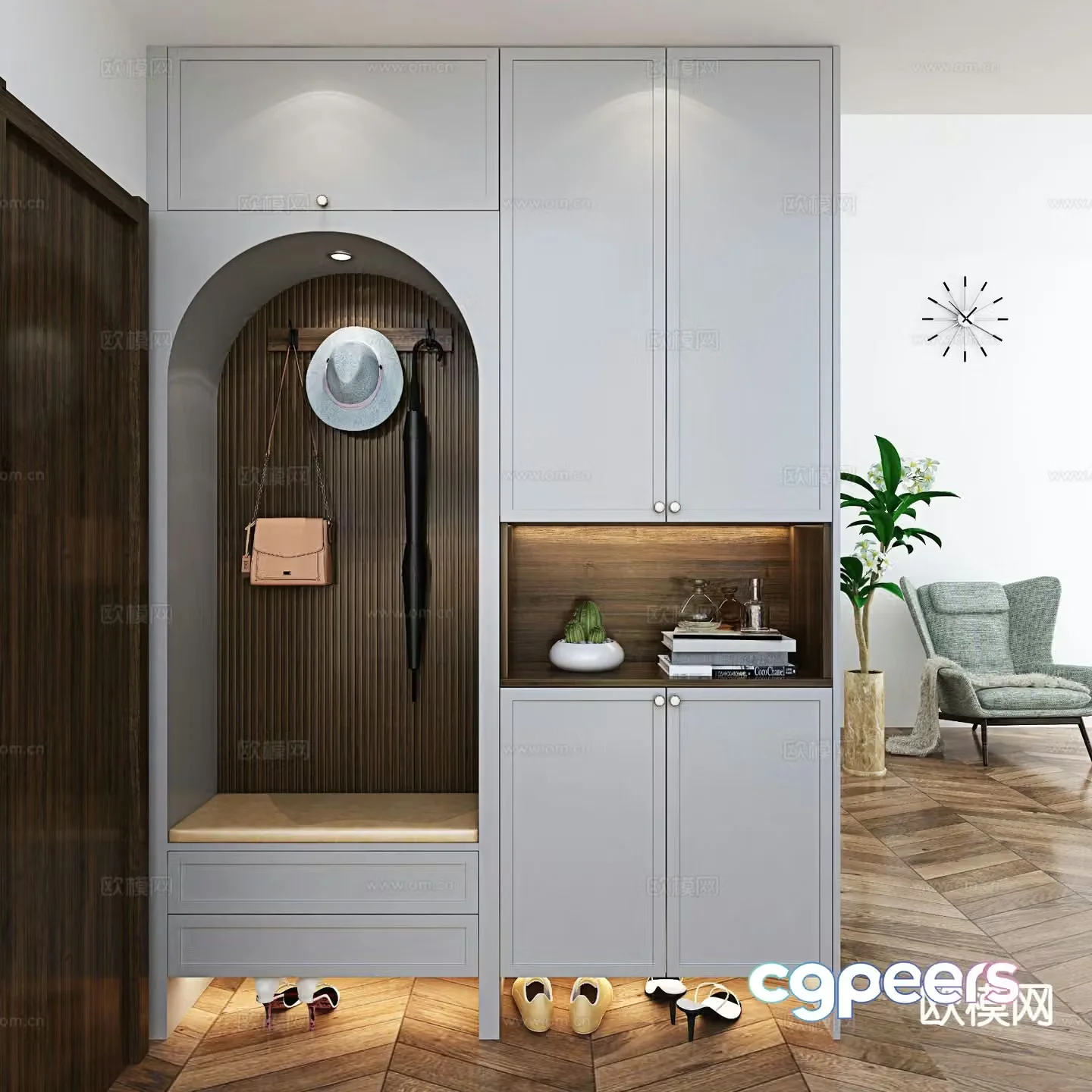 Modern entrance shoe cabinet 3d model