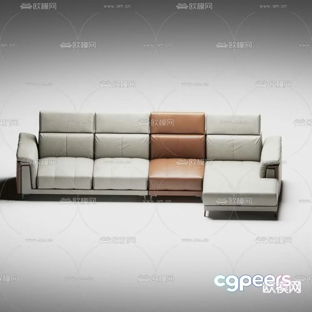 Leather sofa multi-person sofa 3d model