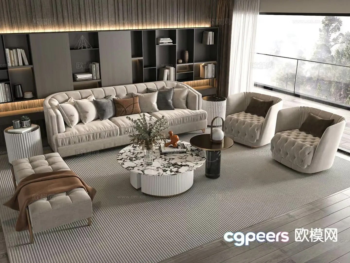 American sofa set 3d model