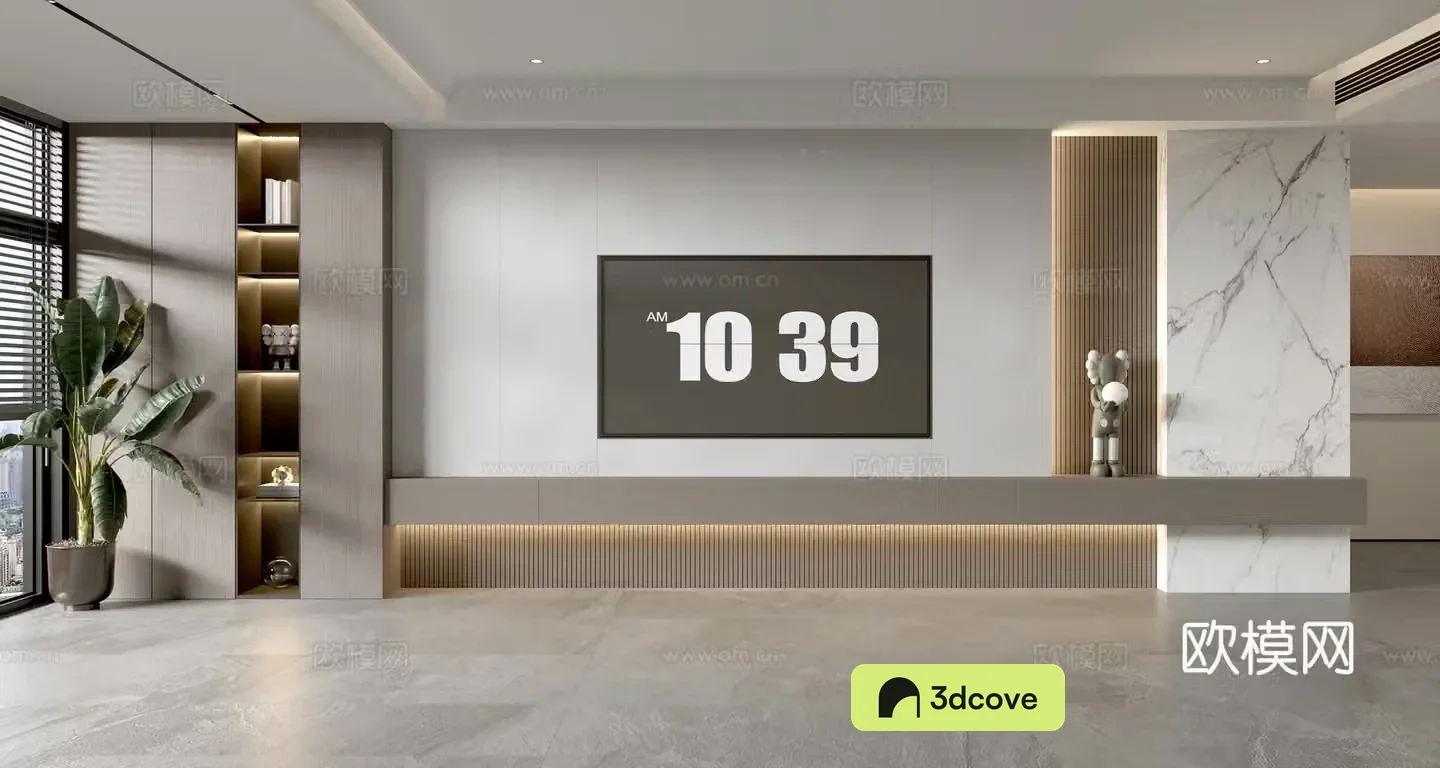 Modern minimalist TV background wall TV set full wall TV cabinet