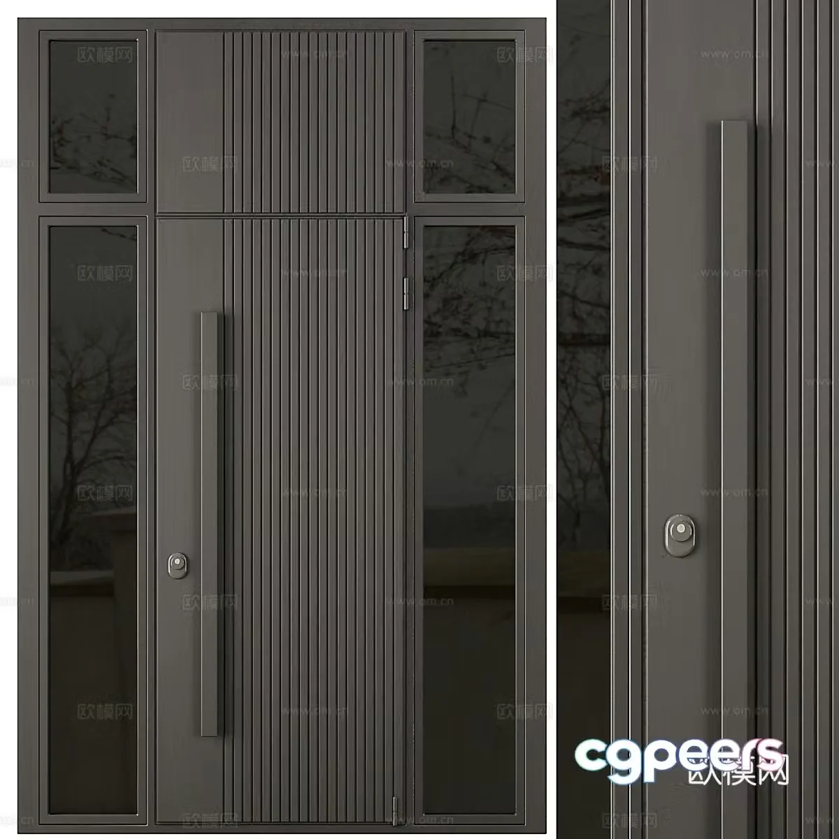 Modern Italian minimalist entry door 3D model