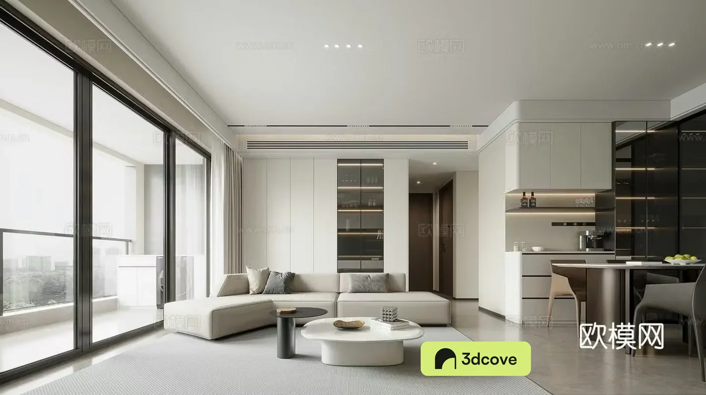 Modern living and dining room