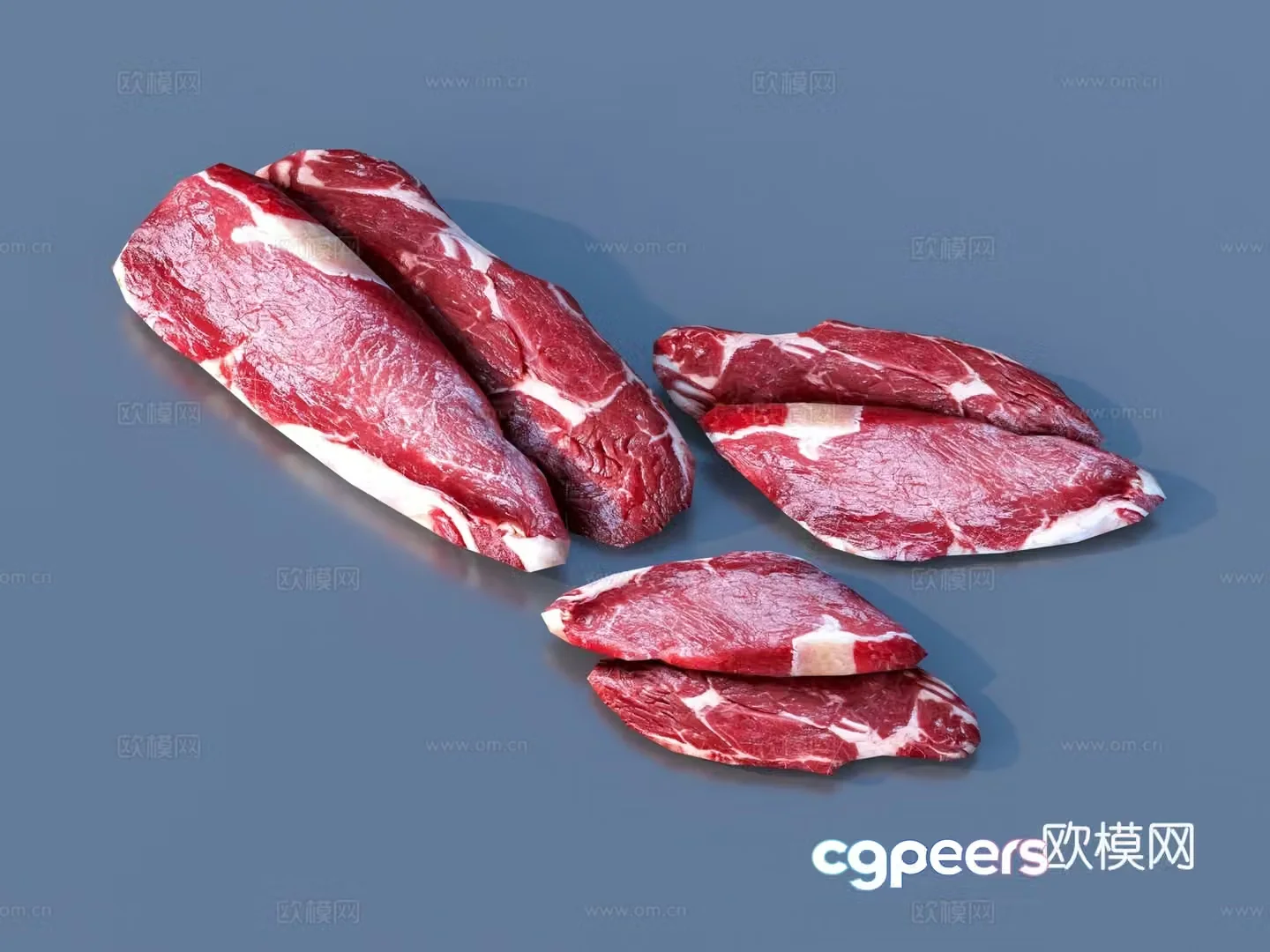 Meat pork beef beef lamb slices raw meat 3D model
