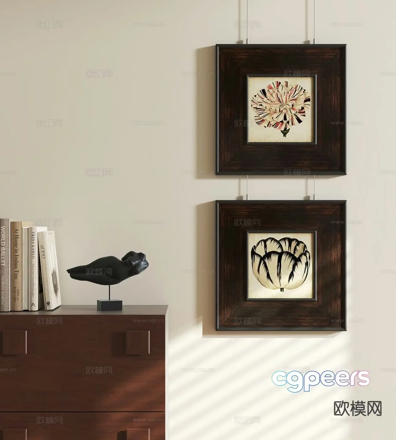 French retro hanging painting art painting 3d model