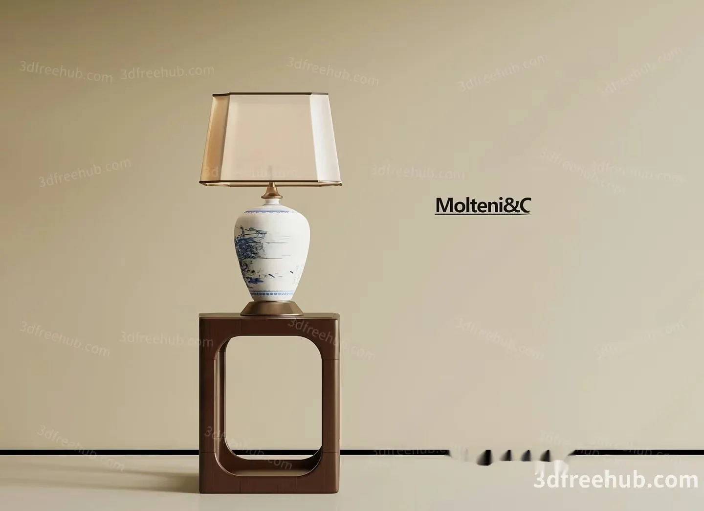 Modern Table Lamp With A Square Shade And A White Base 3D Model – 18742 – VRAY Render