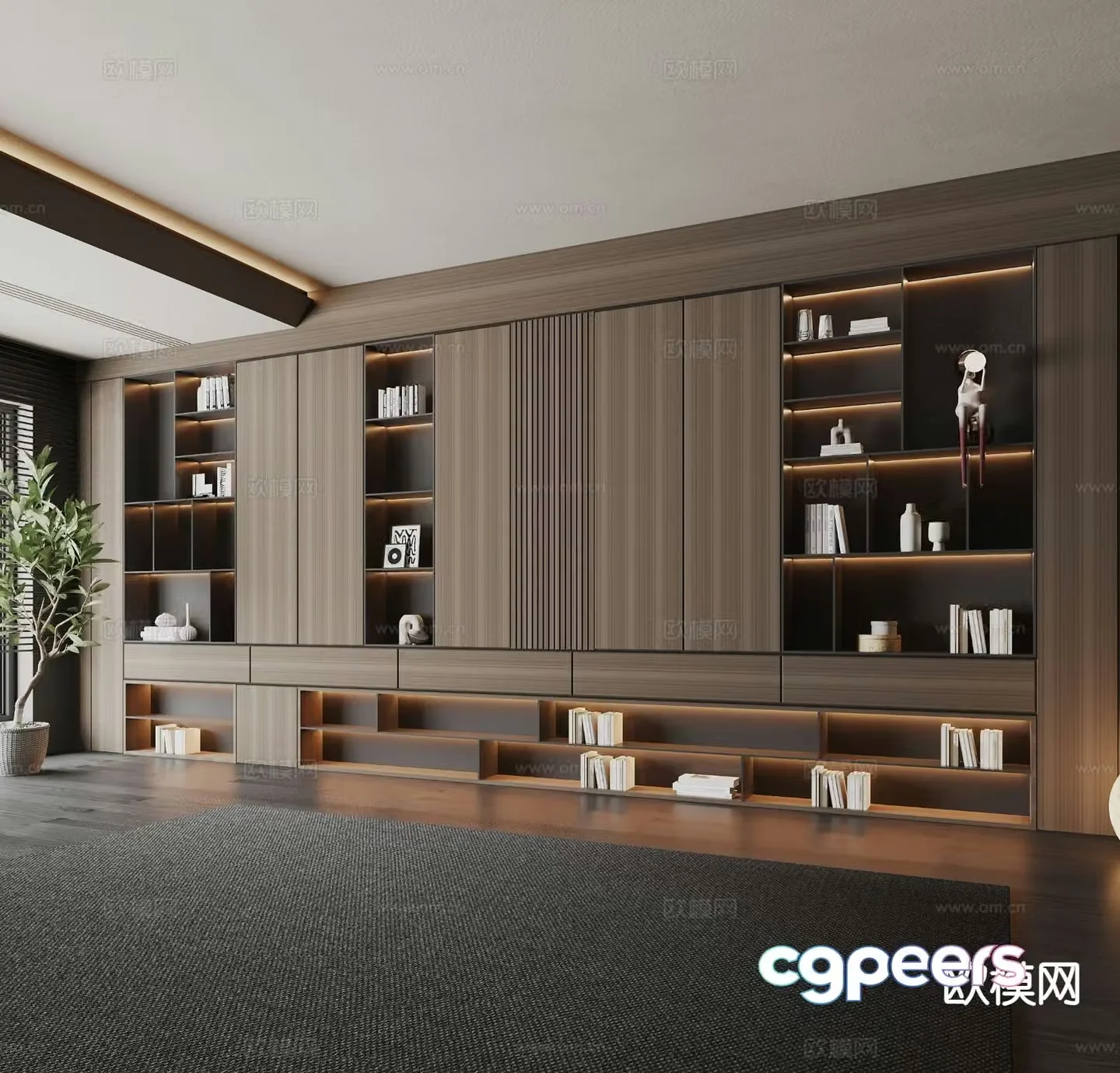 Italian bookcase display cabinet 3d model