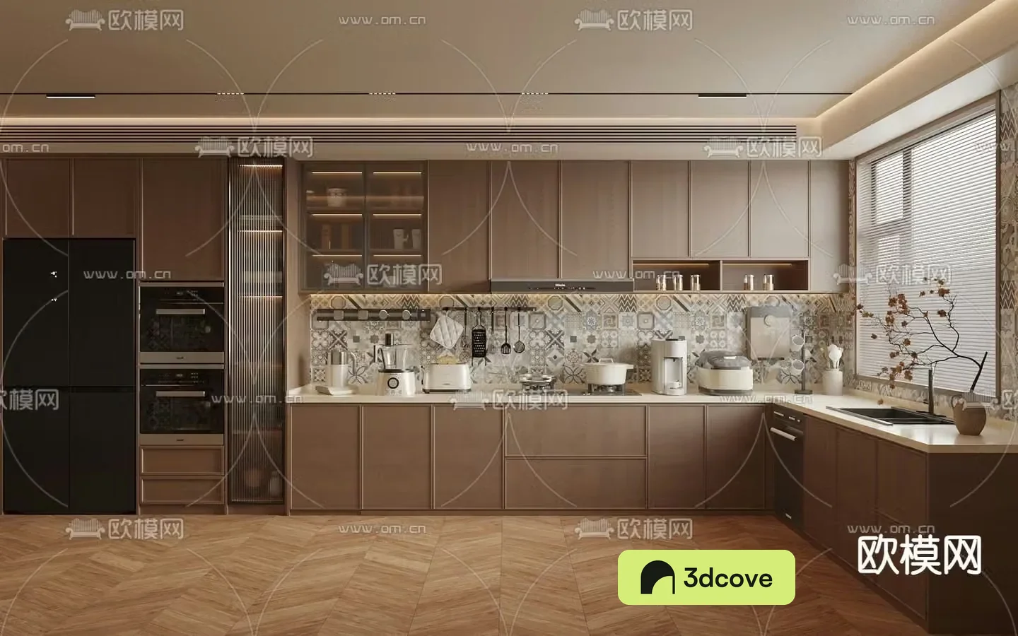 Middle style kitchen cabinet 3d model