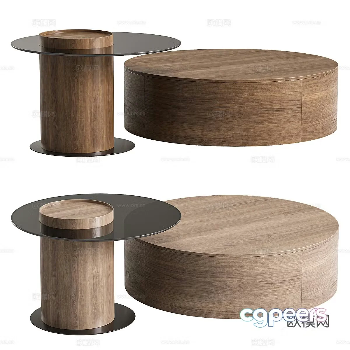 Modern Italian minimalist Anita round wooden coffee table 3D model