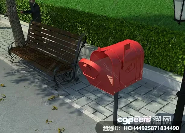 Red Mailbox 3D Model – 16225 – VRAY Render
